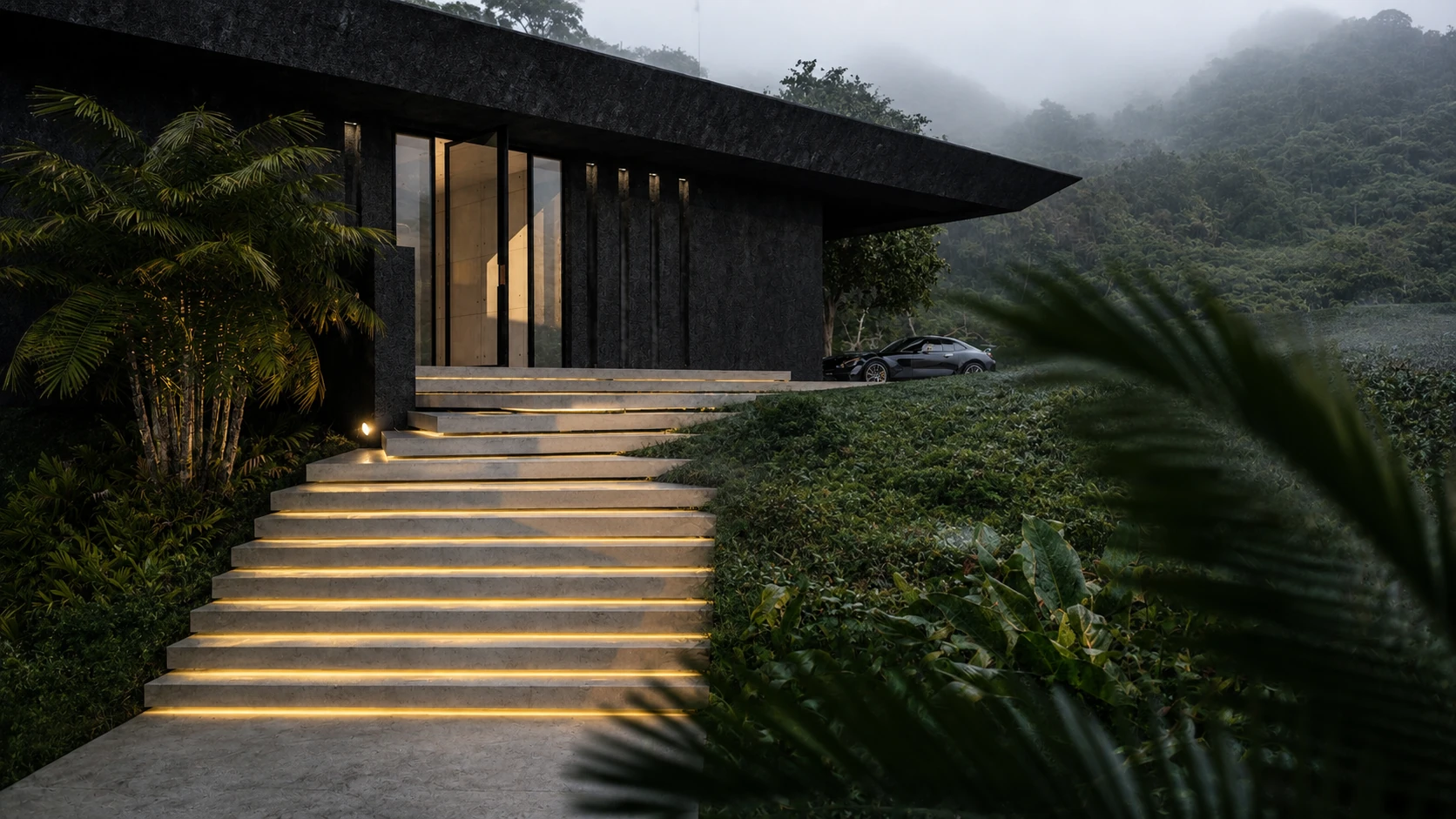 Space Samui entrance in the tropical landscape